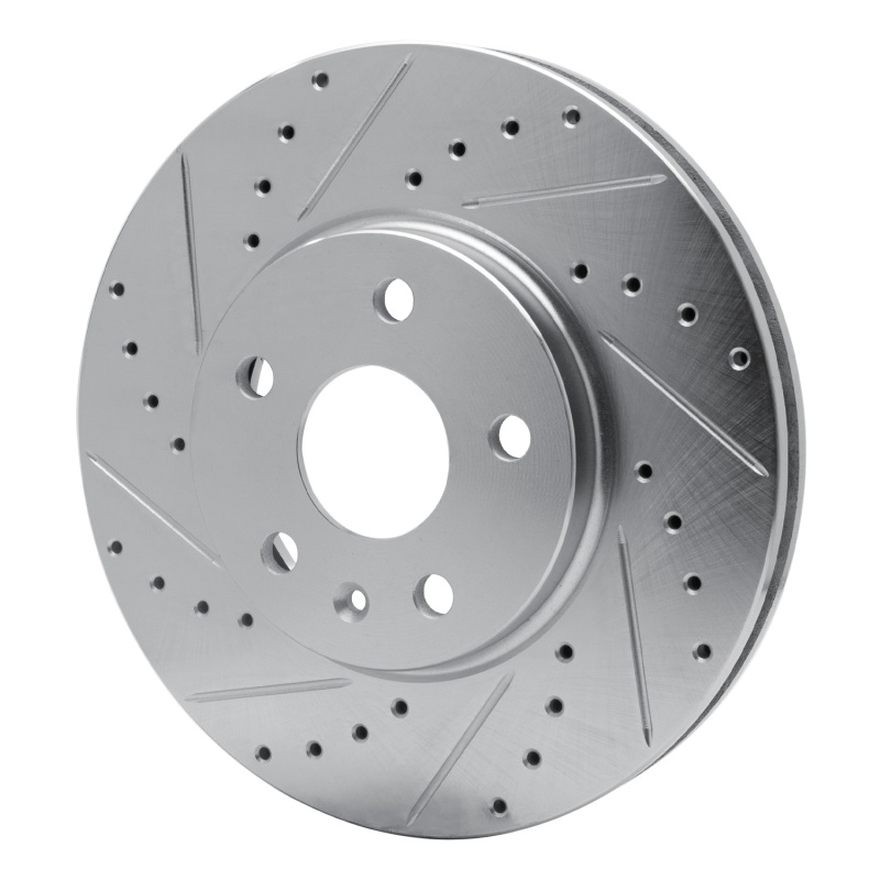 Cadillac CTS Brake Rotor (1) - Front Left - R1 Concepts - Drilled & Slotted - Silver - `08-`14